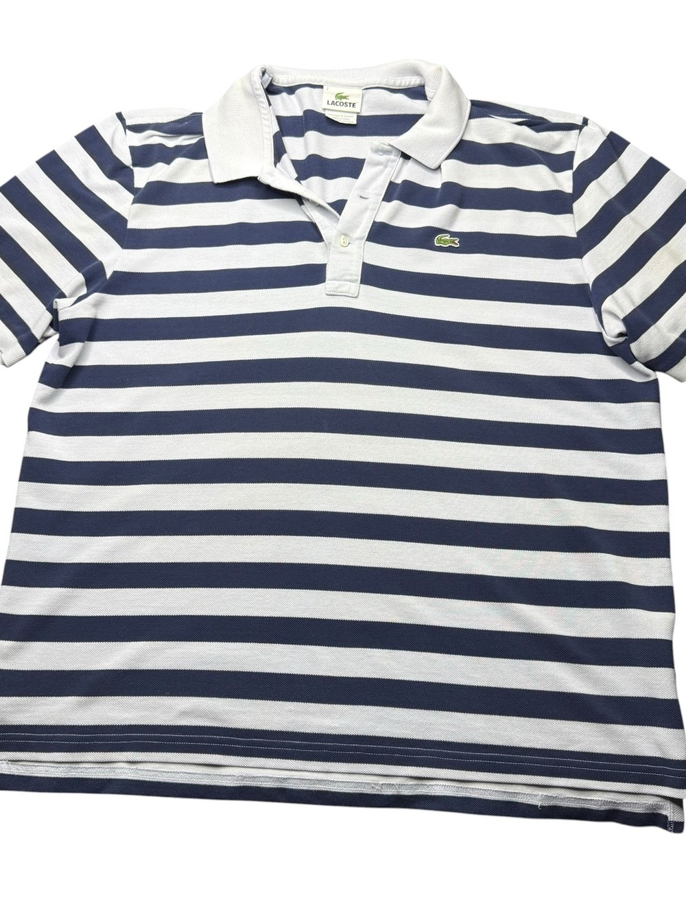 Lacoste Mens Striped Knit Polo Shirt 7 XXL Navy White
